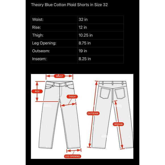 Theory Men’s Blue Plaid Cotton Shorts in Size 32 - Picture 6 of 6
